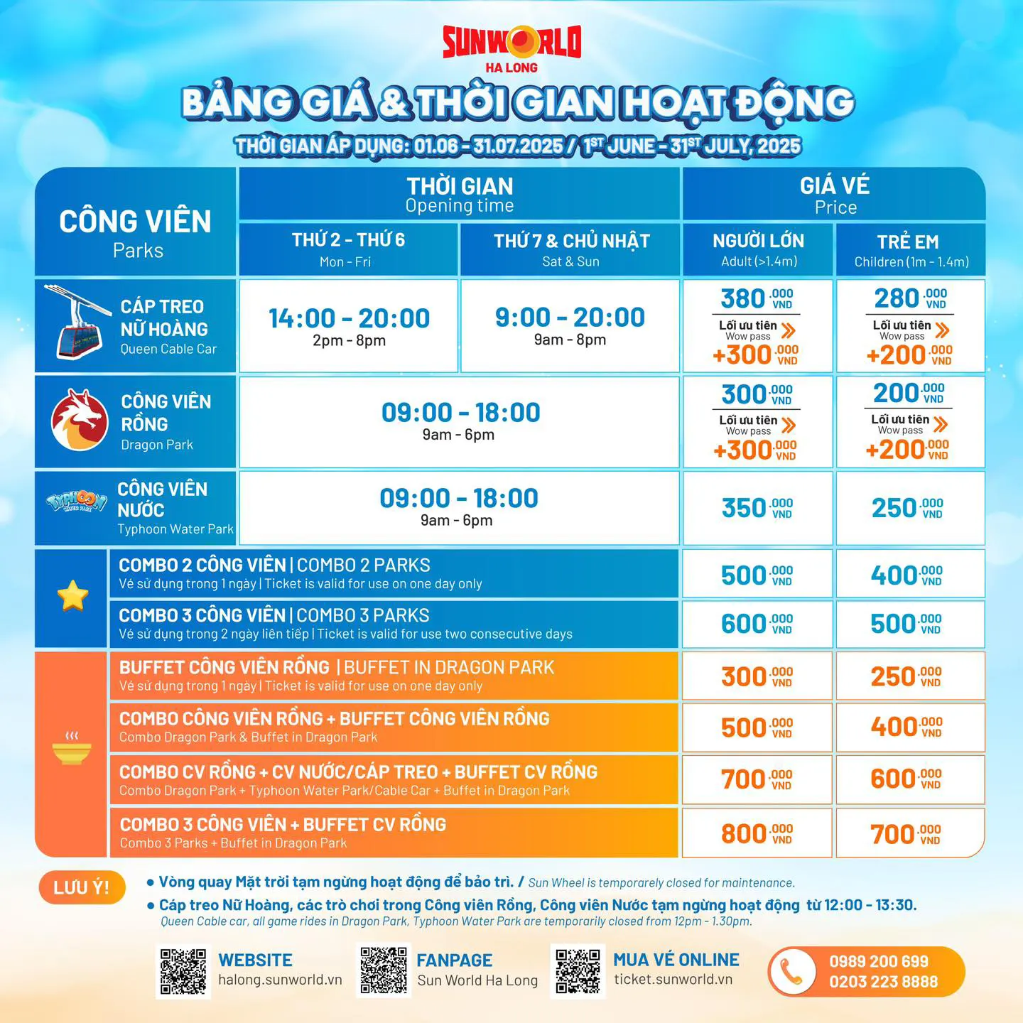 bảng giá Sunworld 2025