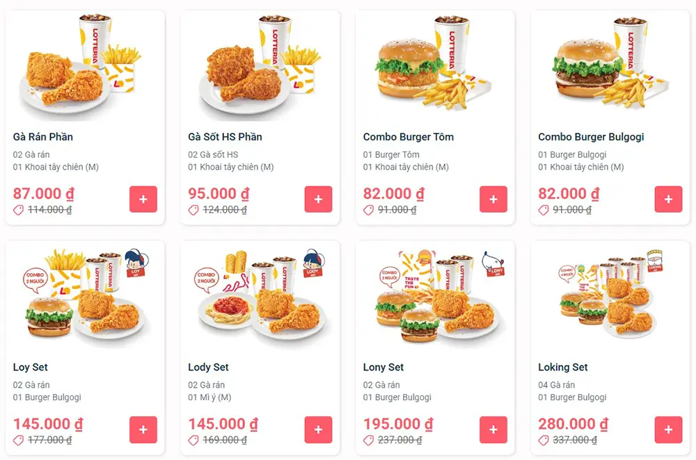 Thực đơn Lotteria hạ long